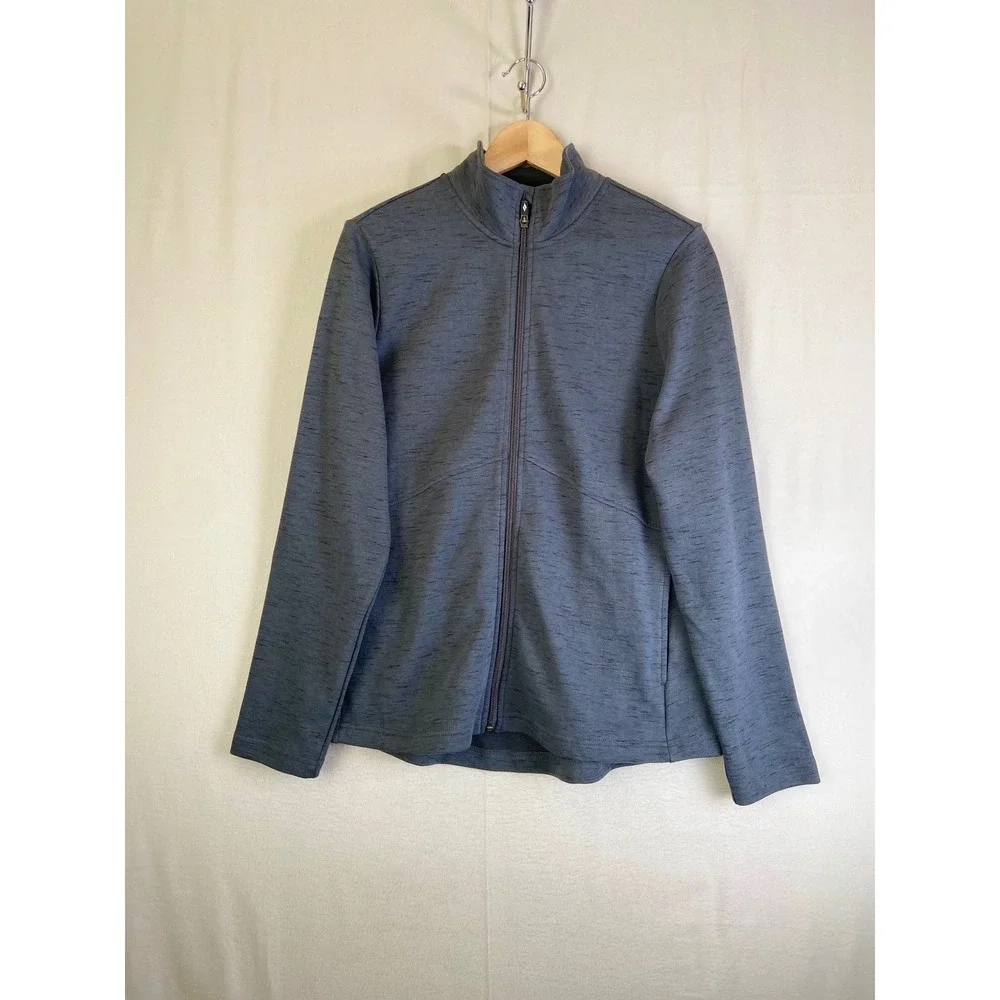 Skechers Performance Full Zip Jacket Gray Space Dye Heathered Mock Neck L NWT